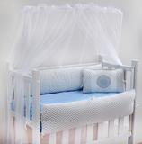 Kit para Mini Berço Moises Menino Chevron Coroa 7 peças 100% Algodão Azul Bebe - Doce lar enxovais