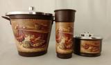 Kit Para Pia 3 Peças Vintage estampa Galinheiro - Marrom - Vintage ville