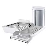 Kit para pia de cozinha 03 peças com Lixeira, Escorredor e organizador Branco Brinox