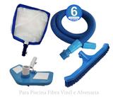 Kit Para Piscina Mangueira 6 M + Peneira + Aspirador + Esfregão - Sos da piscina