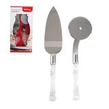 Kit Para Pizza De Inox Com Espatula e Cortador Cabo Acrilico WELLMIX