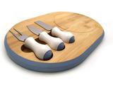 Kit para Queijo de Bambu com 4 Peças Azul - Bekasa