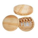 Kit Para Queijo em Bambu e Aço Inox com 4 Peças e Suporte - Uny home
