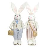 Kit Páscoa Com Casal de Coelhos Grande Pelúcia P/ Decoração - Cromus