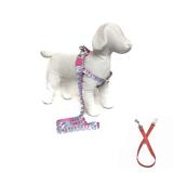 Kit Peitoral, Guia e Cinto de Segurança para Cachorros - Tamanho Médio - Modelo Flamingo - Petzoo