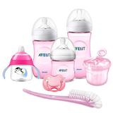 Kit Pétala 7 Peças Mamadeiras, Copo, Escova e Chupeta Rosas - Philips Avent