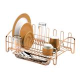 Kit Pia Cozinha Rosé Lixeira Basculante 5L e Escorredor Louças - Wp connect