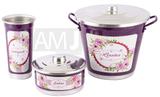 Kit Pia de Alumínio Organizador para Cozinha Decorado 3 PÇS Roxo - Aluminio amj