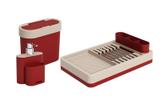 Kit Pia Escorredor Dispenser e Lixeira Flat Vermelho - Coza
