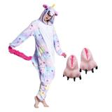 Kit Pijama Unicórnio Colorido Estrelinha e Pantufa - Rainbow unis