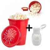 Kit Pipoqueira para Microondas Vermelha Joie + Saleiro em Vidro Hudson