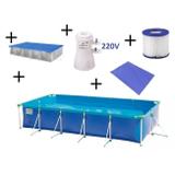Kit Piscina 7600 L Premium + Capa + Forro + Filtro 220v 2.200 L/H Mor