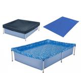 Kit Piscina Retangular 1000 Litros + Capa + Forro Mor