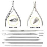 Kit Podologia Manicure Pedicure 6 Instrumentos Inox Autoclave + Alicates - Santa clara