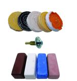 Kit Polimento Moto Roda Espelhamento Alumínio Inox 10 Pçs, 4 massas ,5 rodas , adaptador para furadeira - Fas