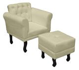 Kit Poltrona E Puff Amamentação Classic Suede Bege - DL Decor - Bege