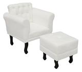 Kit Poltrona E Puff Amamentação Classic Suede Branco - DL Decor - Branco