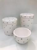 Kit Porcelana Branco Bolinha Cinza - Rossi Nieri