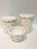Kit Porcelana Branco Póa Marrom - Detalhes
