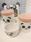 Kit Porcelana Carinha Com Tampa Rosa Bebê