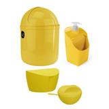 Kit Porta Detergente Lixeira Saleiro e Açucareiro Amarelo 4 - Uz