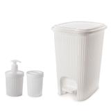 Kit Porta Sabonete Liquido Alcool e Algodão e Lixeira Branca - Plasutil