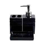 Kit Porta Sabonete Liquido Saboneteira Banheiro 3 Peças (REF: 4724) Preto - Art house
