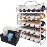 Kit Porta Sachês Guardanapos Açúcar Porta Cápsulas Nespresso Cromado com Preto - Zanline