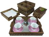 Kit Porta Talheres, Bandeja Espelhada, Porta Guardanapos, Porta Sachês, Mosaico - Camila artesanatos