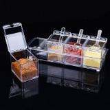 Kit Porta Temperos E Condimentos Em Acrilico Com Colher Para Cozinha - Crystal box