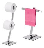 Kit Porta Toalha De Bancada E Porta Papel Higiênico De Chão - Metalcromo