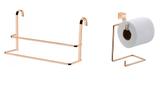 Kit Porta toalha duplo box banheiro porta papel higiênico duplo Rose Gold - Future