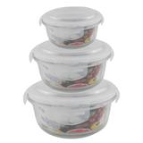 Kit Pote de Vidro com Tampa Hermético Redondo 3 Peças QH-0105-4-3 - Quality house