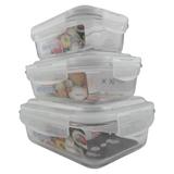 Kit Pote de Vidro com Tampa Hermético Retangular 3 Peças QH-0108-7-6 - Quality house