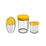 Kit Pote Porta Mantimento e Condimento Tampa Amarelo 3 peças - Uz