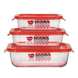 Kit Pote Retangular Vidro Borosilicato com Tampa 3 Unidades - Vitrizi