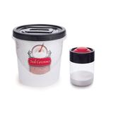 Kit Pote Sal Grosso e Saleiro Porta Tempero Mantimento Preto - Plasutil