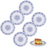 Kit Prato para Sobremesa 20cm em Melamina / Plastico Decorado Branco 6 Unidades Fuxing