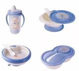 Kit prato termico bebe, pote, copo, tigela urso az - Plasutil