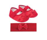 Kit Presente Sapatinho com tiara - Vermelho - Pimpolho