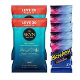Kit Preservativo Blowtex Orgazmax c/ 15 Un. + Lenços Umedecidos Skyn 40 Un. - Fabrica de artefatos de latex blowtex lt