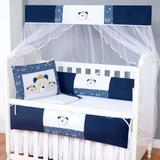 Kit Protetor Berço 9 Peças Menino Azul Marinho Familia Urso. - Ibimais enxovais