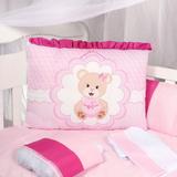 Kit Protetor Berço Americano Rosa Menina Ursa Rosa / Pink 9 Peças Americano / Nacional - Nicoli ferri