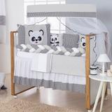 Kit Protetor De Berço Trança Urso Panda Menino Menina Com Saia - Ibimais enxovais