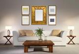 Kit Quadros Decorativos Étnicos e Espelho Rústico Dourado Kit com 4 Quadros Decorativos e 1 Espelho - Decore pronto