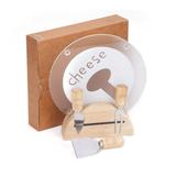 Kit Queijo 1 Suporte de madeira 3 Facas de aço inox e madeira 1 Tábua de vidro 5 peças - Shop quality
