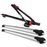 Kit Rack de Teto Travessa Universal Prata + Transbike Eqmax Velox Preto 1 Bike - Projecar