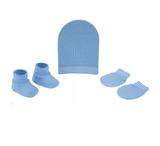 Kit Recém-nascido Gorro Luva Sapato Azul Pimpolho 8334