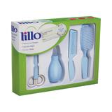 Kit recém nascido lillo azul - tesoura + aspirador + escova + pente