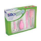 Kit recém nascido lillo rosa - tesoura + aspirador + escova + pente